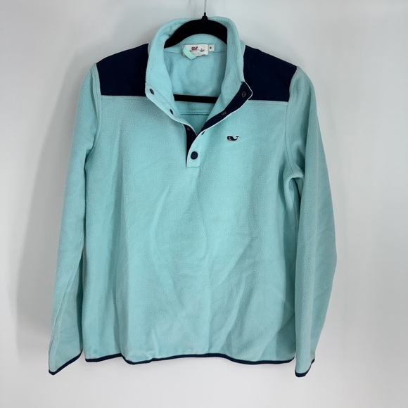 Vineyard Vines Preppy Classic Blue Quarter Long Sleeve Fleece Button Up Sweater - Picture 1 of 4